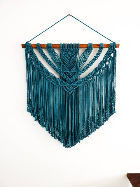 Handmade Teal Macrame Wall Hanging - image 1