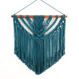 Handmade Teal Macrame Wall Hanging - thumbnail 4