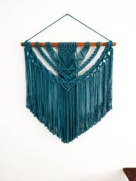 Handmade Teal Macrame Wall Hanging - thumbnail 1
