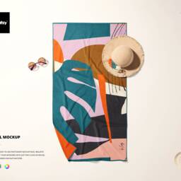 Beach Towel Mockup Set Square & Rectangular Template - Psd - thumbnail 2