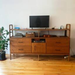 Entertainment Center, Scandinavian Sideboard, Handmade Furniture, Bookcase, Bookshelf, Mid Century Modern Credenza - thumbnail 1