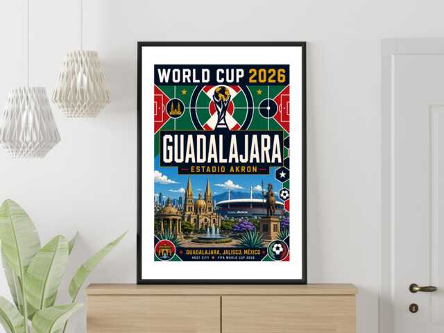 Guadalajara World Cup 2026 Host City - Football Print Gift Bespoke A5 A4 A3 Framed Or Unframed - image 1