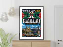 Guadalajara World Cup 2026 Host City - Football Print Gift Bespoke A5 A4 A3 Framed Or Unframed - thumbnail 1