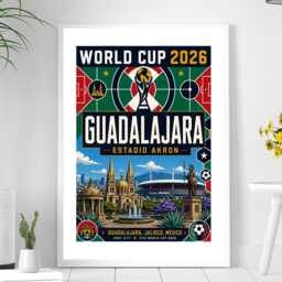 Guadalajara World Cup 2026 Host City - Football Print Gift Bespoke A5 A4 A3 Framed Or Unframed - thumbnail 2
