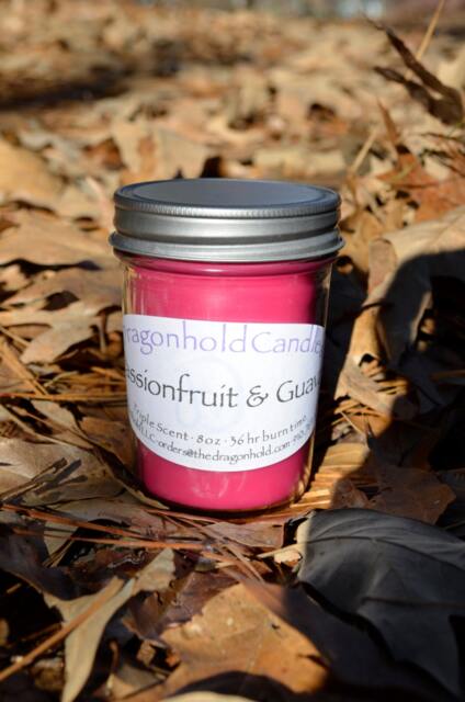 Passion Fruit & Guava 8Oz Hand Poured Candle, Soy-Paraffin, Triple Scented