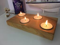 Candle, Tea Light Candle Holder, Luxury, Rustic, Yew Wood, Bathroom Candles, Gift For Home, Friend, Birthday, Anniversary, Peace & Quiet - thumbnail 1