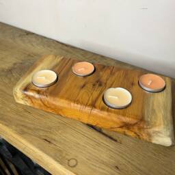 Candle, Tea Light Candle Holder, Luxury, Rustic, Yew Wood, Bathroom Candles, Gift For Home, Friend, Birthday, Anniversary, Peace & Quiet - thumbnail 2