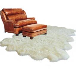Shaggy Faux Sheepskin Area Rug - Thick Multi Pelt Design, Handmade in Usa - thumbnail 1
