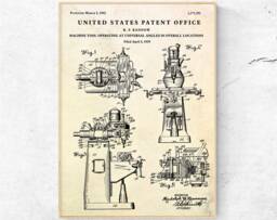 Bridgeport Milling Machine 1942 Patent Print. Vintage Tools Inventions Blueprint Poster. Workshop Wall Art