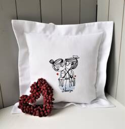 Pillow Gift For Couples, Love, Fishing, With Filling, 30 X cm. Embroidered - thumbnail 1