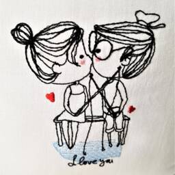 Pillow Gift For Couples, Love, Fishing, With Filling, 30 X cm. Embroidered - thumbnail 3