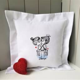 Pillow Gift For Couples, Love, Fishing, With Filling, 30 X cm. Embroidered - thumbnail 2