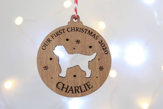 Dogs First Christmas Personalised Bauble Pet Lover, Our Puppy's 1st Wood Tree Decoration Dog Ornament - image 1