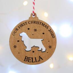 Dogs First Christmas Personalised Bauble Pet Lover, Our Puppy's 1st Wood Tree Decoration Dog Ornament - thumbnail 3