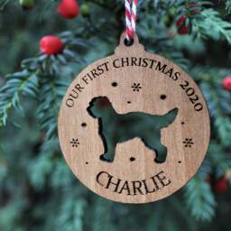 Dogs First Christmas Personalised Bauble Pet Lover, Our Puppy's 1st Wood Tree Decoration Dog Ornament - thumbnail 2