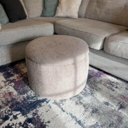 Handmade Boucle Storage Ottoman Round Footstool Coffee Table in Teddy Boucl?? - thumbnail 2