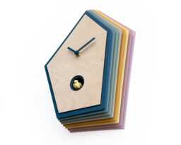 Colorful Cuckoo Clock, Layered Wood Wall Art, Modern Home Decor