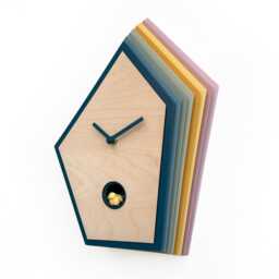 Colorful Cuckoo Clock, Layered Wood Wall Art, Modern Home Decor - thumbnail 3
