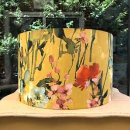 Hummingbird Floral Velvet Lampshade Ochre Dragonfly Mustard Green Blue Table Ceiling - thumbnail 4