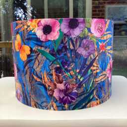 Hummingbird Floral Velvet Lampshade Ochre Dragonfly Mustard Green Blue Table Ceiling - thumbnail 2
