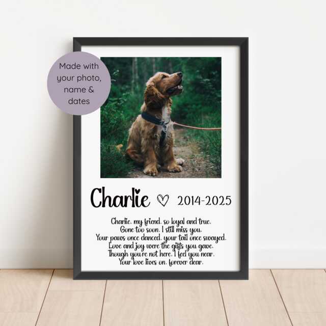 Personalized Dog Memorial Framed Print Pet Loss Sympathy Gift - image 1