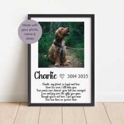 Personalized Dog Memorial Framed Print Pet Loss Sympathy Gift - thumbnail 1