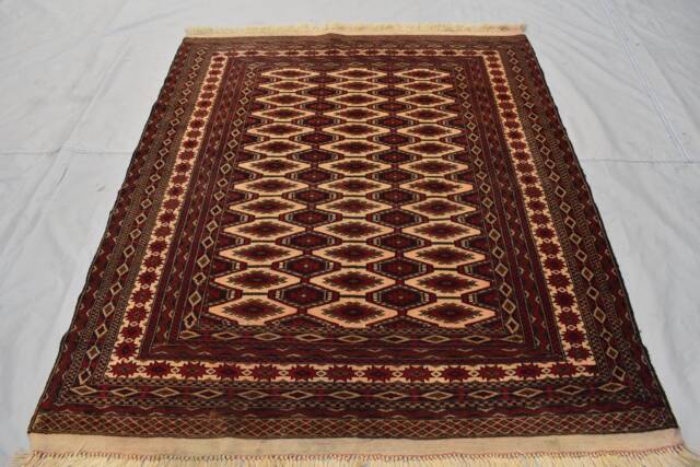 Vintage Afghan Turkmen Rug Zahir Shahi Wool Carpet - 6.5 X 4.9 Ft - image 1