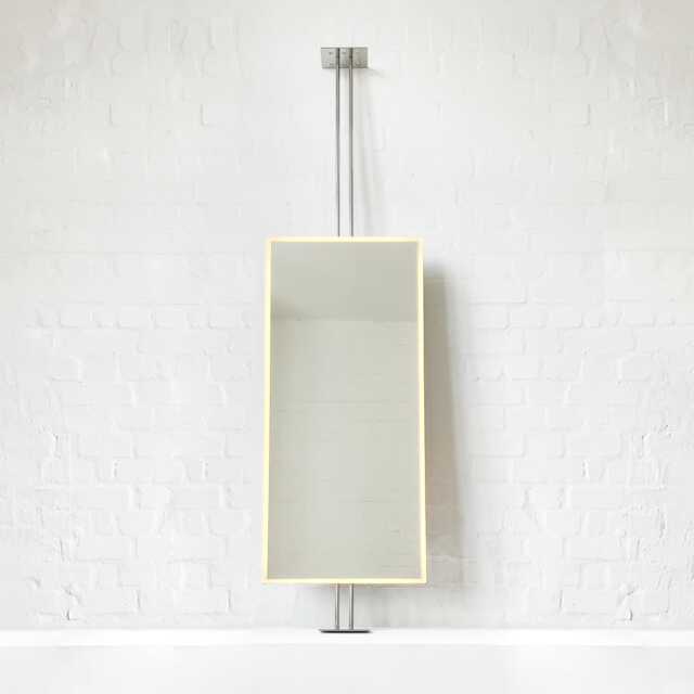 Quadris Countertop To Ceiling Rectangular Illuminated Mirror, Stainless Steel Frame - image 1
