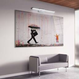 Rainbow Rain Street Art Tempered Glass Wall - Banksy Canvas, Art, Design, Colourful Rain, Panel - thumbnail 2