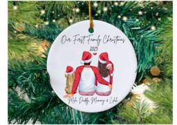 Our First Family Christmas Bauble, Baby's 1st Xmas Tree Decoration, Gift For New Parents, Pet Dog V1 - thumbnail 1