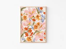 A3-A4-A5 -Floral Abstract Art Print -Colourful Nature - Floral Illustration -Bedroom Wall Unframed -Abstract Botanical - thumbnail 1