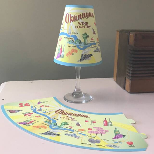 Lampshade For Wine Glass Vintage Map Okanagan Country - image 1
