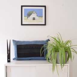 Denim Throw Pillow, Black & Blue 14'' X 22'' - thumbnail 4