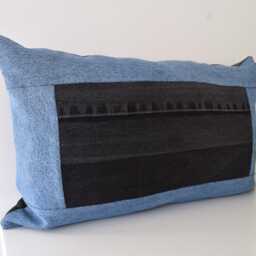 Denim Throw Pillow, Black & Blue 14'' X 22'' - thumbnail 2