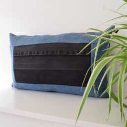 Denim Throw Pillow, Black & Blue 14'' X 22'' - thumbnail 3