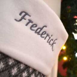 Luxury Knitted Reindeer Christmas Stocking - Personalised Embroidered Name Silver Design UK Gift - thumbnail 3