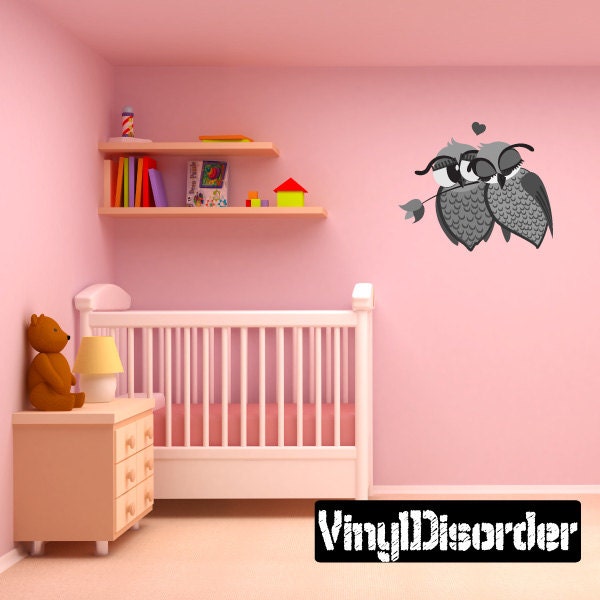 Owl Love Birds Wall Decal - Fabric Vinyl Removable & Reusable Birduscolor003Et