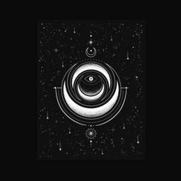 Third Eye Triple Moon Protection Totem Talisman Silver Foil Metallic Celestial Art Print, Luck Wall Decor, Black Minimal Decor - thumbnail 2