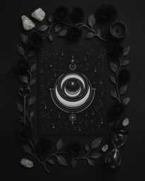Third Eye Triple Moon Protection Totem Talisman Silver Foil Metallic Celestial Art Print, Luck Wall Decor, Black Minimal Decor - thumbnail 1