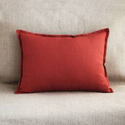 Burnt Orange Long Lumbar Pillow Cover, Linen Body Rusty Throw Shams For Outdoor Sofa Cushion 26x16 12x18 - thumbnail 2