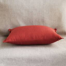 Burnt Orange Long Lumbar Pillow Cover, Linen Body Rusty Throw Shams For Outdoor Sofa Cushion 26x16 12x18 - thumbnail 3