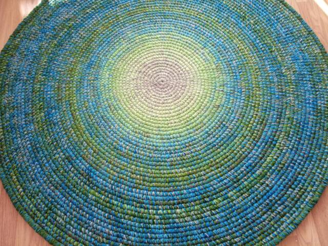 Handmade Round Wool Rug, Modern Crochet Area Rug - image 1