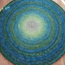 Handmade Round Wool Rug, Modern Crochet Area Rug - thumbnail 4