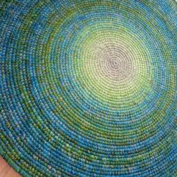 Handmade Round Wool Rug, Modern Crochet Area Rug - thumbnail 3