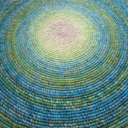 Handmade Round Wool Rug, Modern Crochet Area Rug - thumbnail 2