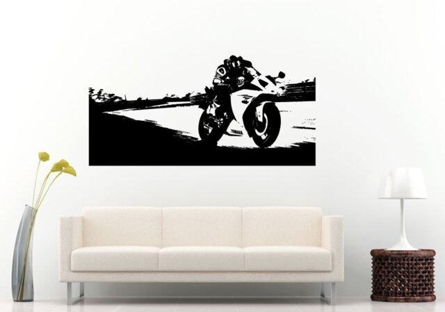 Sport Bike Motorcycle Crotch Rocket Speed Biker Race Track Road Wall Decal Vinyl Sticker Mural Room Decor L1211 - image 1