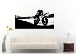 Sport Bike Motorcycle Crotch Rocket Speed Biker Race Track Road Wall Decal Vinyl Sticker Mural Room Decor L1211 - thumbnail 1