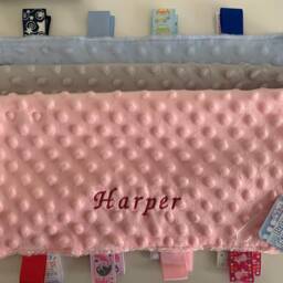 Personalised Baby Taggy Blanket - Embroidered Name 35cm X Comforter Blanket - thumbnail 3