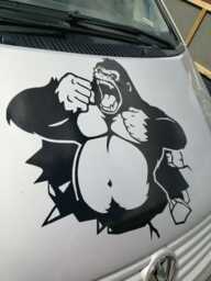 Gorilla Break Out Car Bonnet Side Sticker Decal Wall Art Vinyl Graphic Window Door Body Panel Van Sign Motorhome Camper Campervan Fun - thumbnail 1