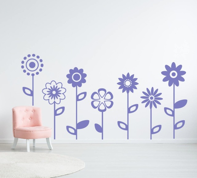 Flower Wall Decal, Girls Room Decor, Bedroom Wall Large Flower Decals, Art Vinyl Decal 240 - image 1